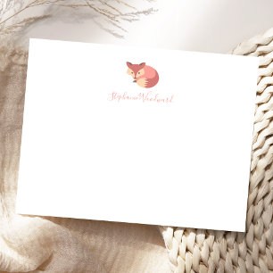 Cute Personlig Woodland Fox Anteckningskort
