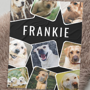 Cute Pet 9 Photo Collage Personlig Namn Fleecefilt