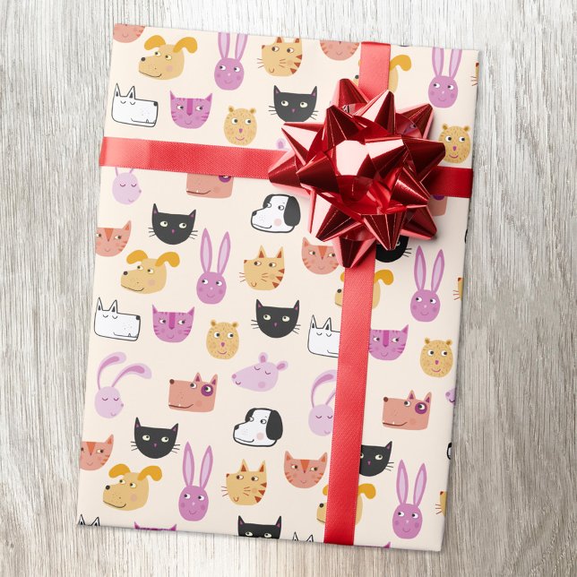Cute Pet Animal Presentpapper (Cute pet animal pattern gift wrapping paper roll)