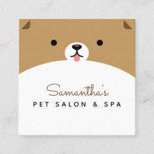 Cute Pet Ansikte Hund Salon & Spa Funny Veterinär Fyrkantigt Visitkort