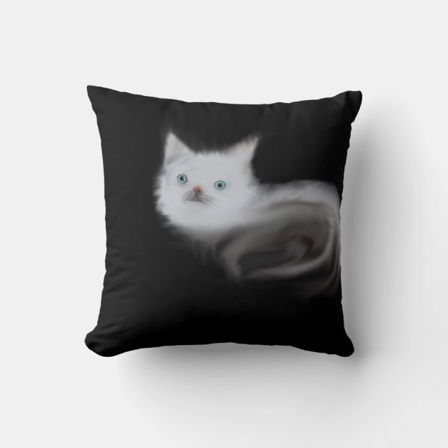 Cute Pet Art | Mystic White Kitten Dekorativ kudde (Framsida)