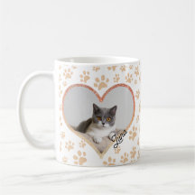 Cute Pet Cat Photo Heart glitter & Tassar Mönster