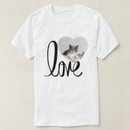 Cute Pet Cat Photo Heart & Tassar Mönster T Shirt