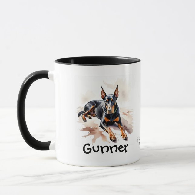 Cute Pet Doberman ADD NAMN/PHOTO Personalize Mugg (Vänster)