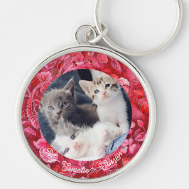 Cute Pet-förlustsympati - nyckelkedjan Cat Lover K Rund Silverfärgad Nyckelring
