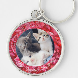 Cute Pet-förlustsympati - nyckelkedjan Cat Lover K Rund Silverfärgad Nyckelring