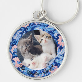 Cute Pet-fotogåvor till henne Rund Silverfärgad Nyckelring