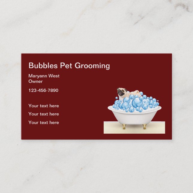 Cute Pet Grooming Service Visitkort (Framsida)