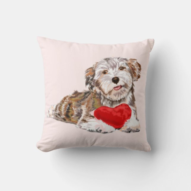 Cute Pet Hund med Heart Gift Dekorativ kudde (Framsida)