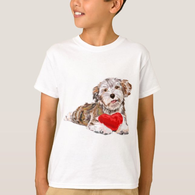 Cute Pet-Hund med Heart Gift T-Shirt (Framsida)