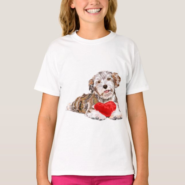 Cute Pet-Hund med Heart Gift T-Shirt (Framsida)