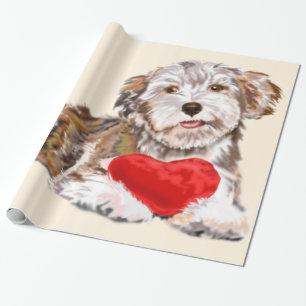 Cute Pet Hund med hjärtklappning Papper Presentpapper