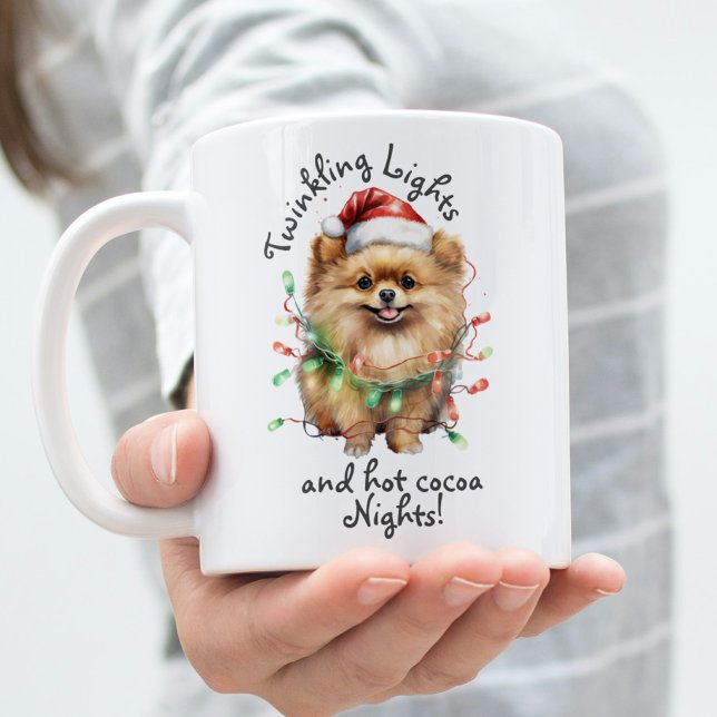 Cute Pet-Hund Modern skript Vattenfärgjul - jul Två-Tonad Mugg (Skapare uppladdad)