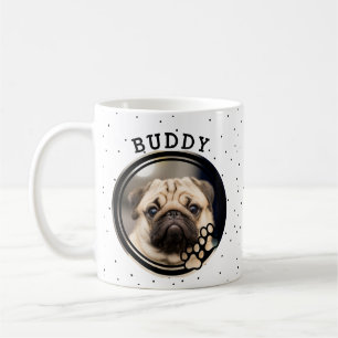 Cute Pet Hund Photo in Dubbla Gräns Circle Ram Kaffemugg