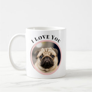 Cute Pet Hund Photo in Rosa Circle Ram Kaffemugg