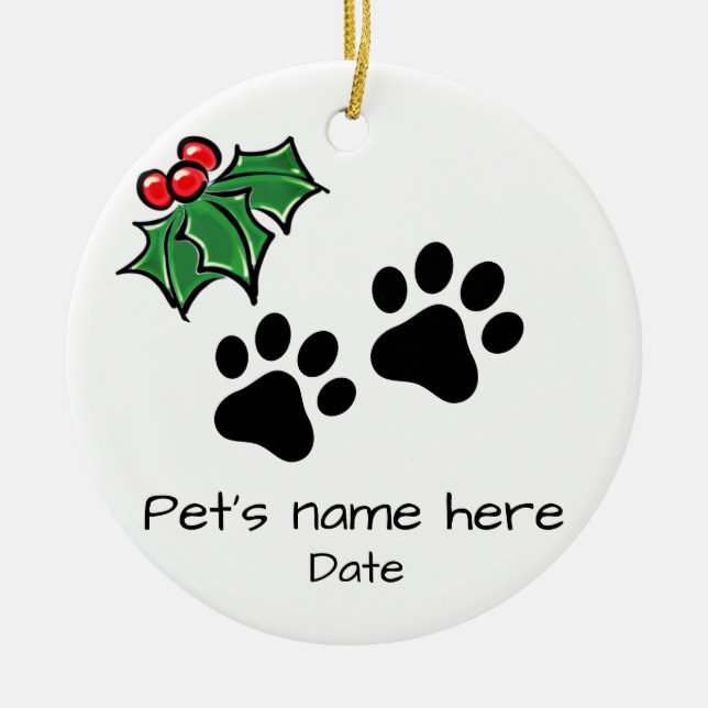 Cute pet jul Cat/Hund Julgransprydnad Keramik (Framsidan)