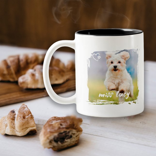 Cute Pet Keepsake Photo Playful Typography Två-Tonad Mugg (Skapare uppladdad)