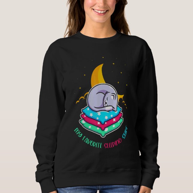 Cute Pet Måne Natt Sömnig Napping Sleeping Animal T Shirt (Framsida)