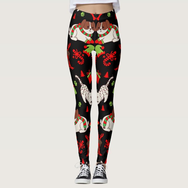 Cute Pet Patterned jul Gift Leggings (Framsida)