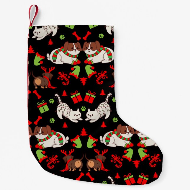Cute Pet Patterned jul Gift Liten Julstrumpa (Framsidan)