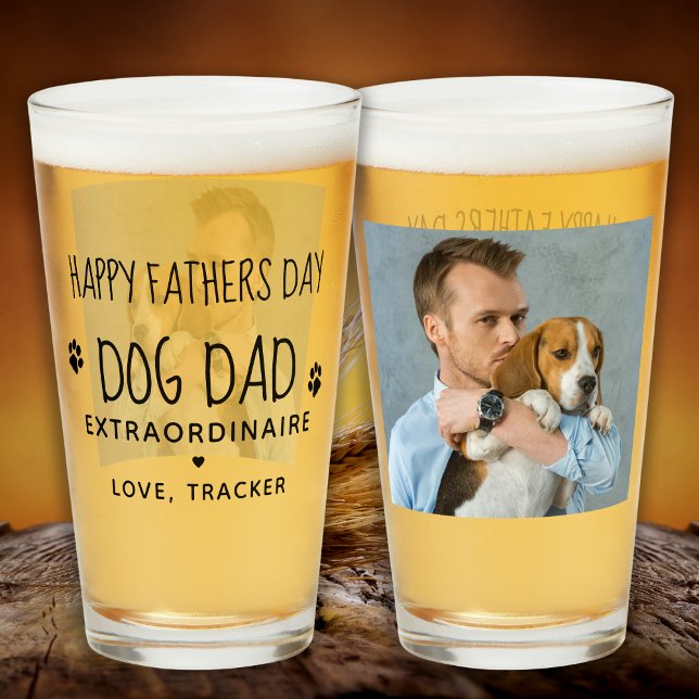 Cute Pet Photo Hund Pappa Fars dag Beer Glaskopp (Skapare uppladdad)