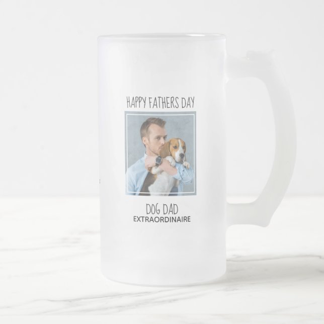 Cute Pet Photo Hund Pappa Fars dag Frostat Ölglas (Höger)