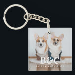 Cute Pet Photo med Monogram<br><div class="desc">Cute Pet Photo med Monogram Keychain</div>
