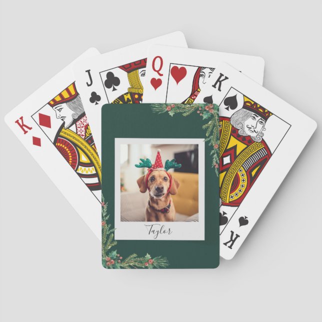 Cute Pet Photo Script Festive Dog Christmas Casinokort (Baksidan)