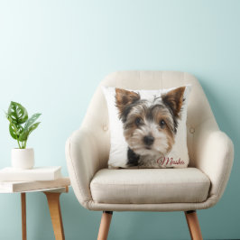 Cute Pet Pillow – Personalized Dog Name & Photo Kudde