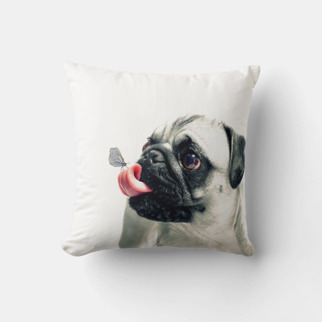 Cute Pet PUG White - personalize it Kudde (Framsida)