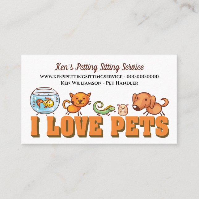 Cute Pet Sitta Animal Care Hund Walking Visitkort (Framsida)