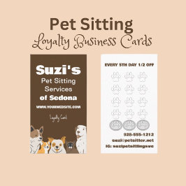 Cute Pet Sitta Hund Cat Lojalitetskort