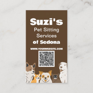 Cute Pet Sitta Hund Cat QR-kod Visitkort