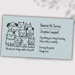 Cute Pet Sitter Blue Cat Hund QR-kod Visitkort