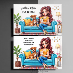 Cute Pet Sitter Dog Walker Visitkort