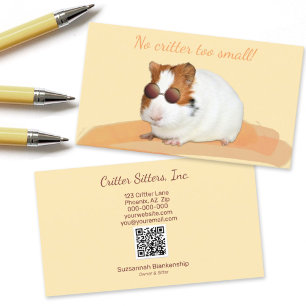 Cute Pet Sitter Guinea Gris QR-kod Visitkort
