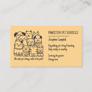 Cute Pet Sitter Gult Cat Hund QR-kod Visitkort