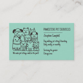 Cute Pet Sitter Teal Cat Hund QR-kod Visitkort
