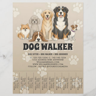 Cute Pet Sitting Dog Walker Custom Promotional Reklamblad