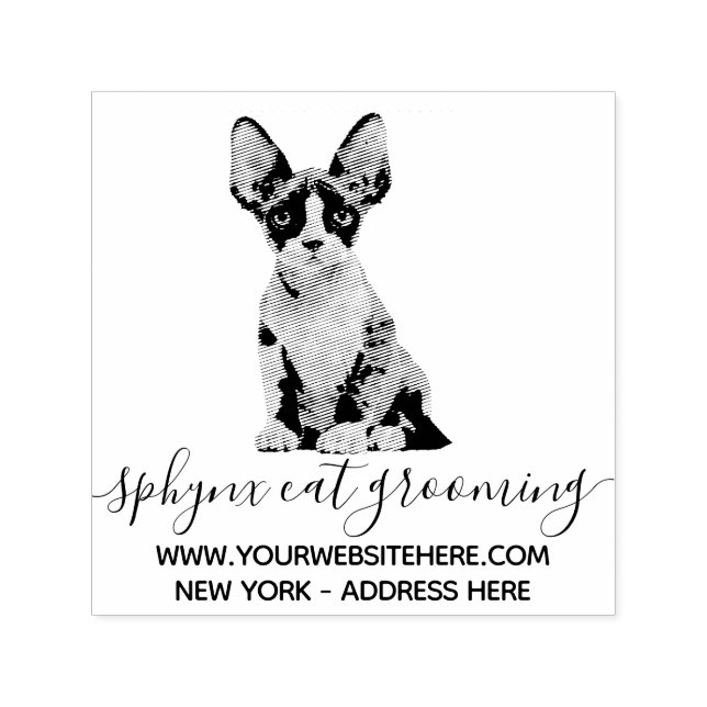 Cute Pet Sphynx Cat Groomer Självfärgande Stämpel (Design)
