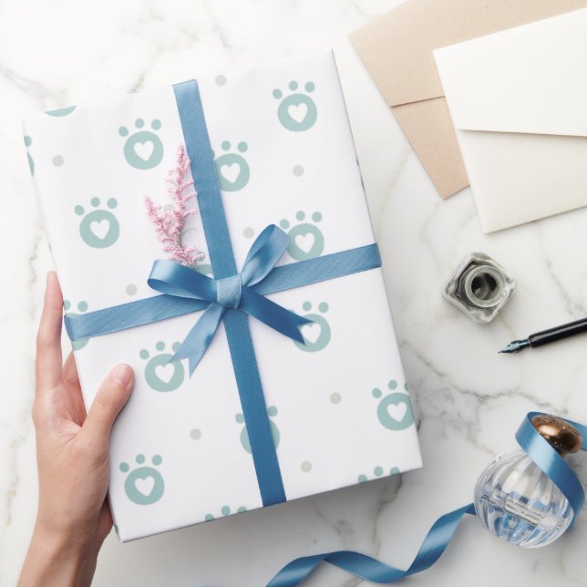 Cute Pet Tassar med hjärtan | Papper för inslagnin Presentpapper (Gifting)