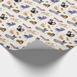 Cute Pet Wrapping Papper med Hundar, katter och mö Presentpapper