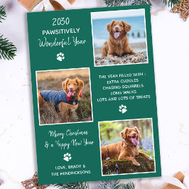 Cute Pet Year in Review Modern 3 Hund Photo Collag Julkort