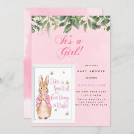 Cute Peter Rabbit Baby i Rosa Shower-inbjudan Inbjudningar