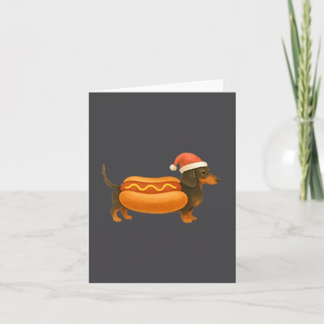 Cute Petite Christmas Funny Hot Dog Dachshund  Kort (Framsida)