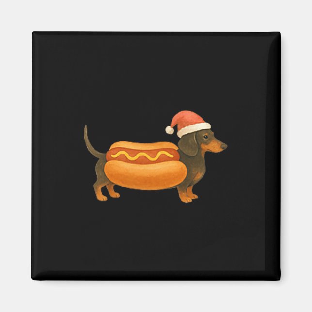 Cute Petite Christmas Funny Hot Dog Dachshund  Magnet (Framsidan)