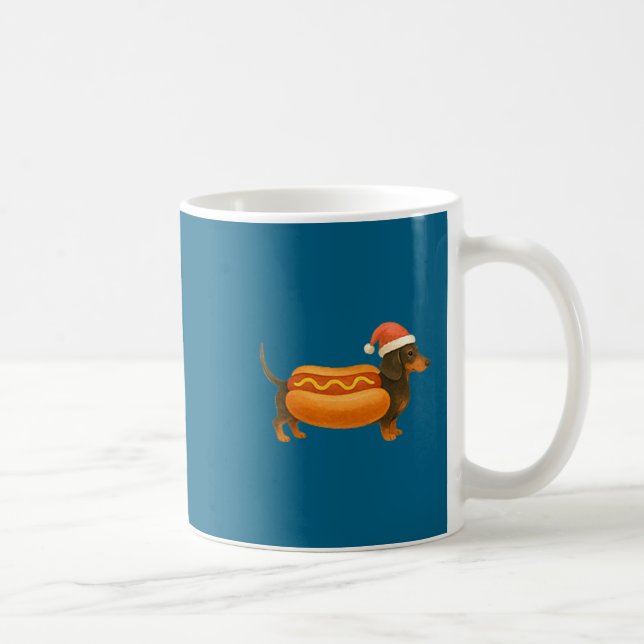 Cute Petite Christmas Funny Hot Dog Dachshund Prem Kaffemugg (Höger)
