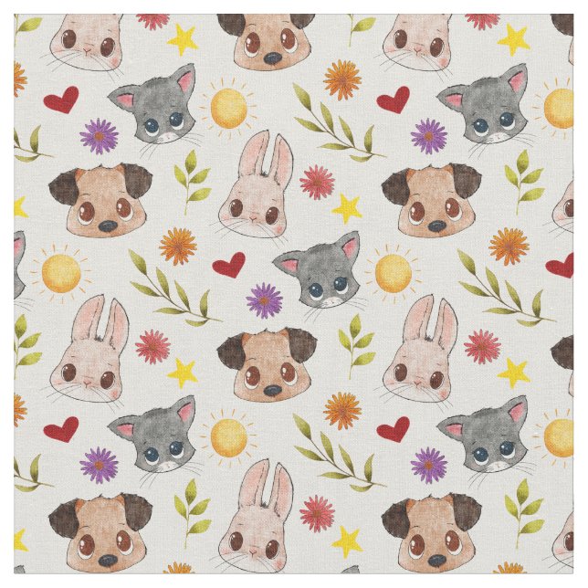 Cute Pets Animal Fabric Tyg (Närbild)