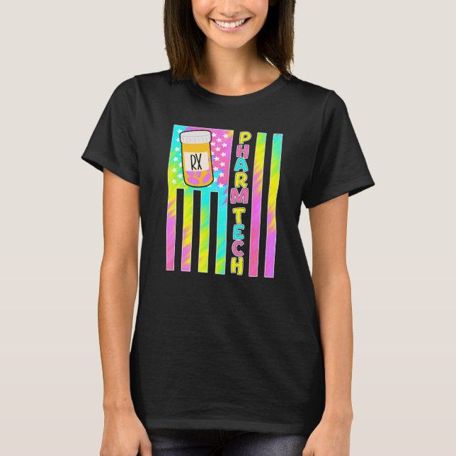 cute pharm tech pharmacy technician American flag  T Shirt (Framsida)