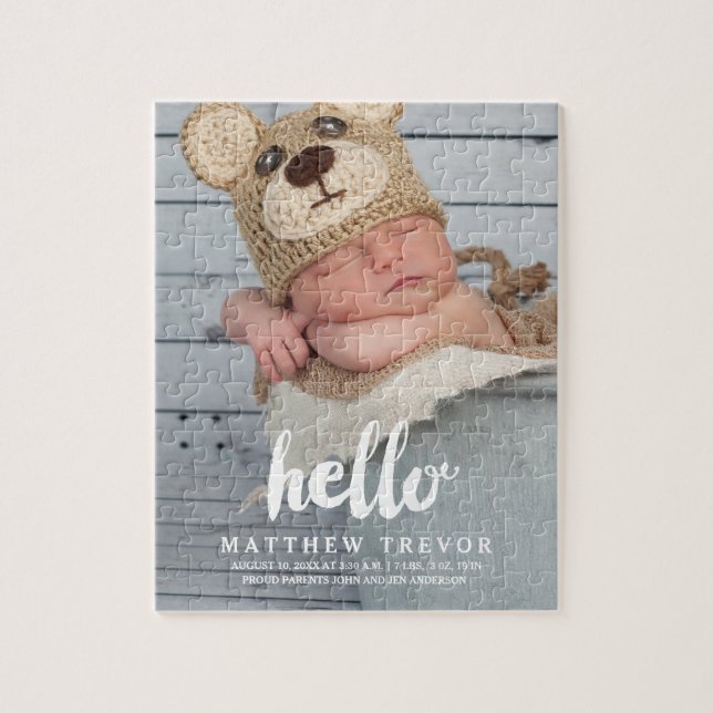 Cute Photo Baby Birth Notice Pussel (Vertikal)